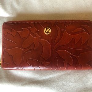 Coach Valentina New ORANGE BROWN Leather Wallet - Brown